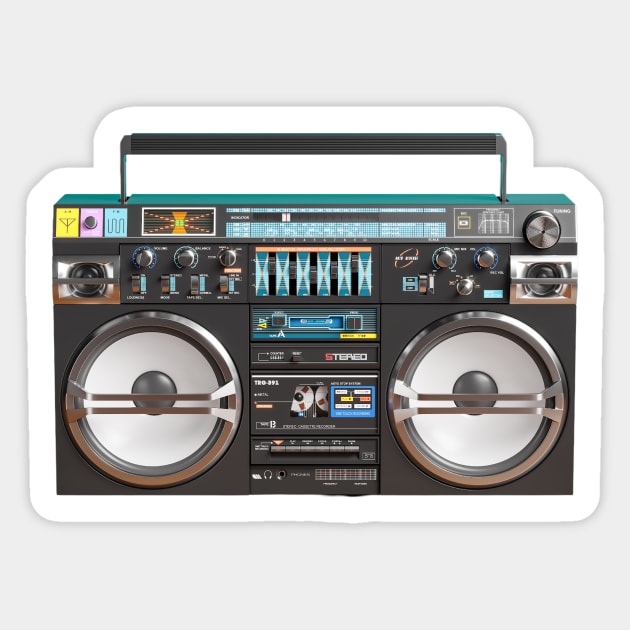 Vintage Boombox Ghettoblaster Sticker by The WYLD Tribe